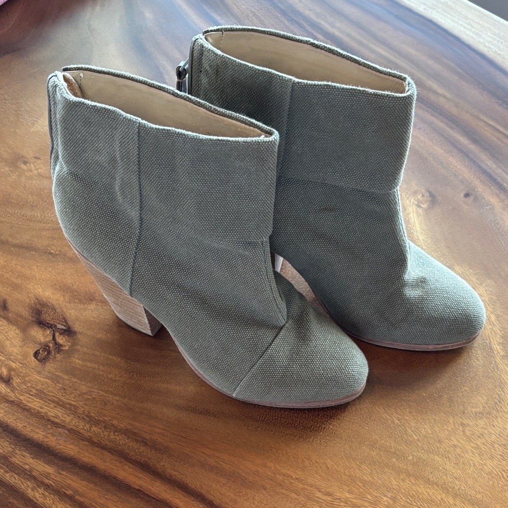 Rag & Bone Newbury Khaki Canvas Ankle Boots
